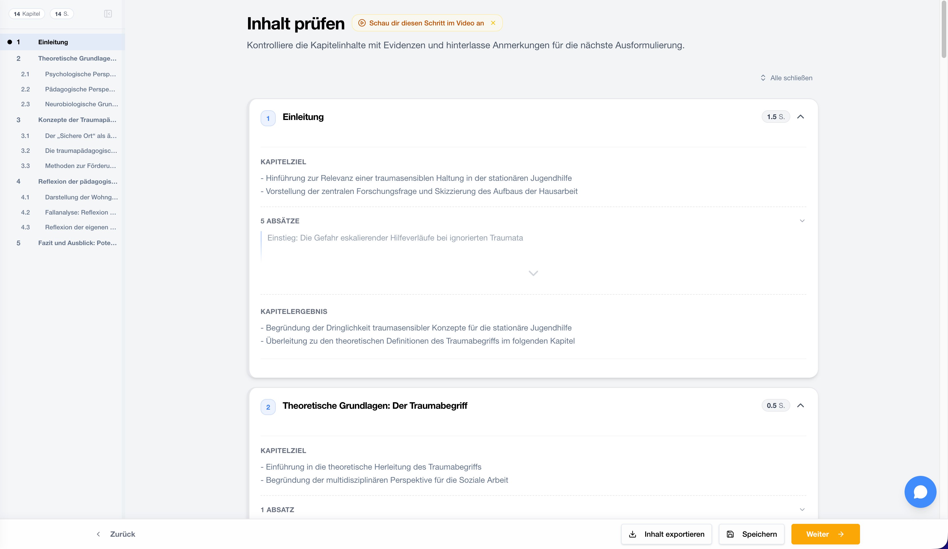 StudyTexter Inhaltsansicht für Argumente und Quellenbezüge